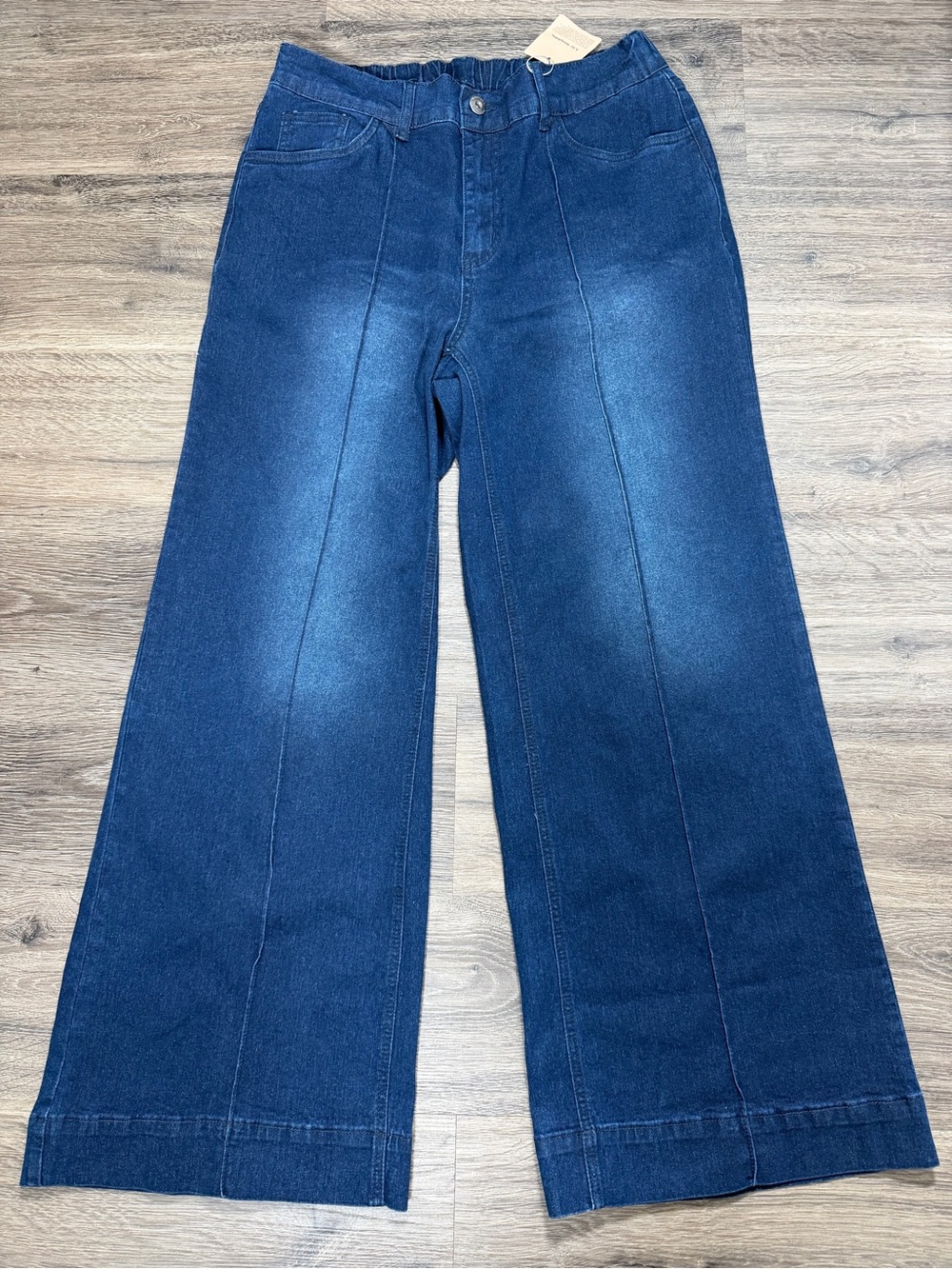 BloomChic NWT Wide Leg Stretch Denim Jeans High Rise Elastic Back US 14